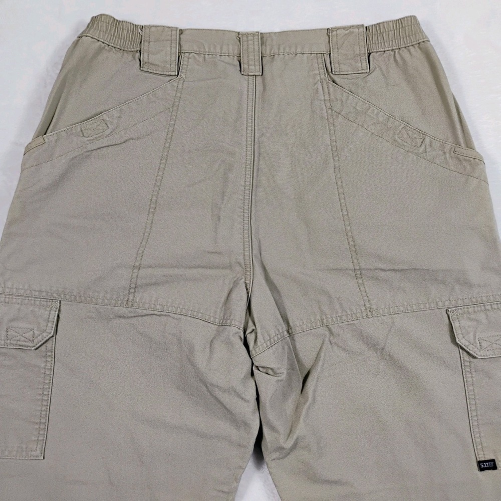 5.11 Tactical Mens Cargo Pants 36X30 (36x28) Beige Canvas Cargo Elastic Waist - Picture 5 of 8